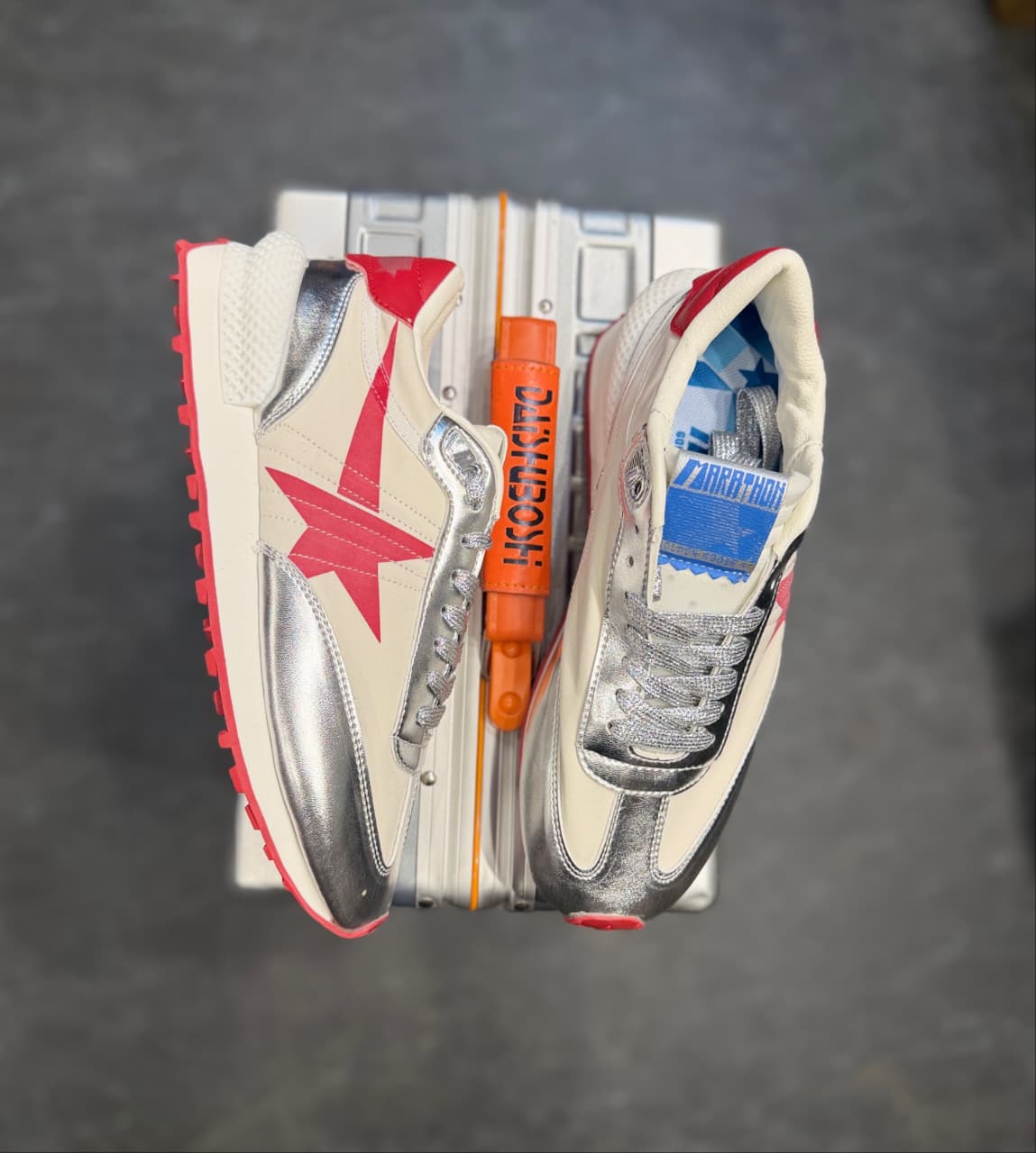 ADIDAS GOLDEN GOOSE MARATHON SNEAKERS SILVER RED