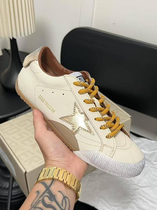 GOLDEN GOOSE TRUE STAR WHITE NAPPA LEATHER WITH GOLD STAR