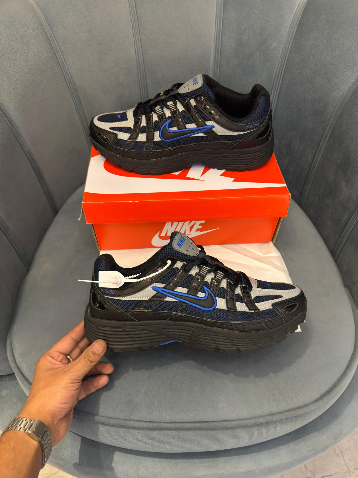 NIKE P 6000 TRAINER BLACK BLUE