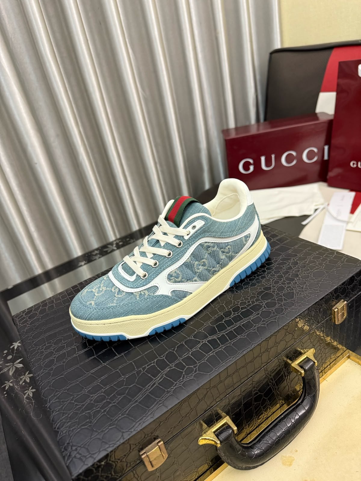 GUCCI RE WEB LIGHT BLUE DENIM SNEAKER UA QUALITY