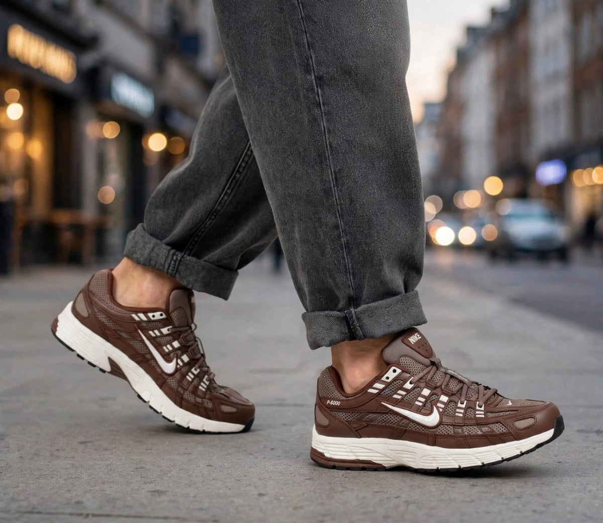 NIKE P 6000 TRAINER BROWN WHITE