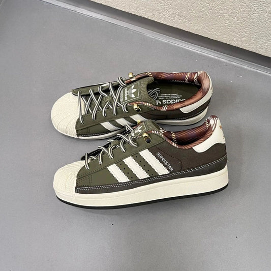 ADIDAS  ORIGINALS SUPERSTAR 2ND GENERATION OLIVE GREEN WHITE SOLE