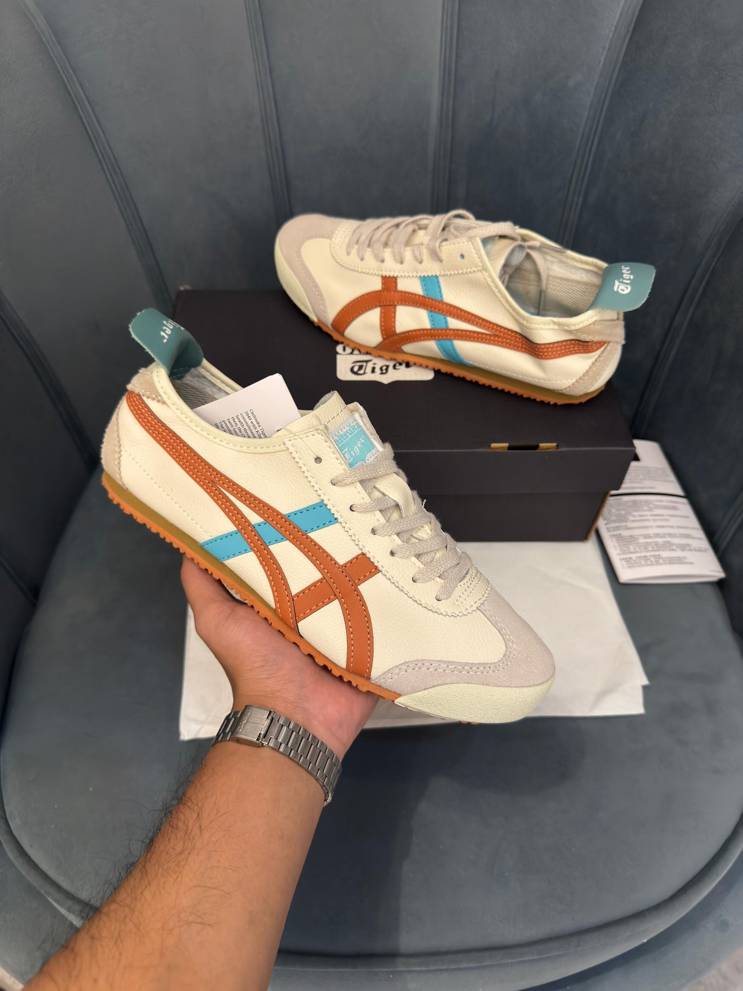 ONITSUKA TIGER LEATHER MEXICO 66 CREAM PIQUANT ORANGE