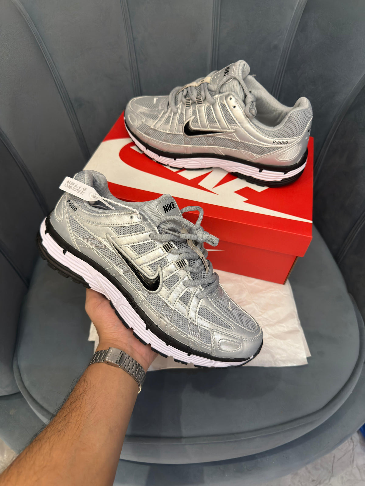 NIKE P 6000 TRAINER SILVER BLACK