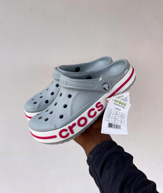 CROCS BAYABAND CLASSIC CLOG GREY/PINK