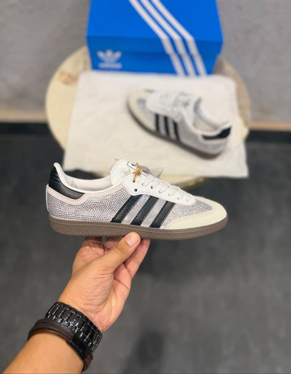 ADIDAS ORIGINAL SAMBA BLACK SILVER  RHINESTONES
