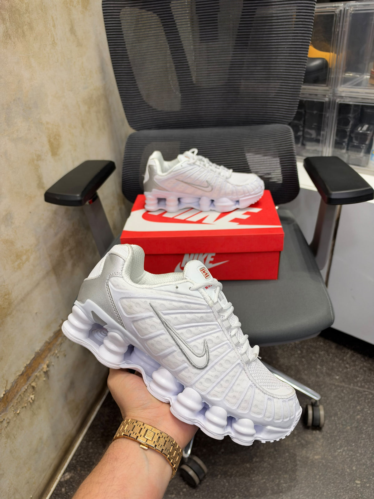 NIKE SHOX TLWHITE METALLIC SILVER