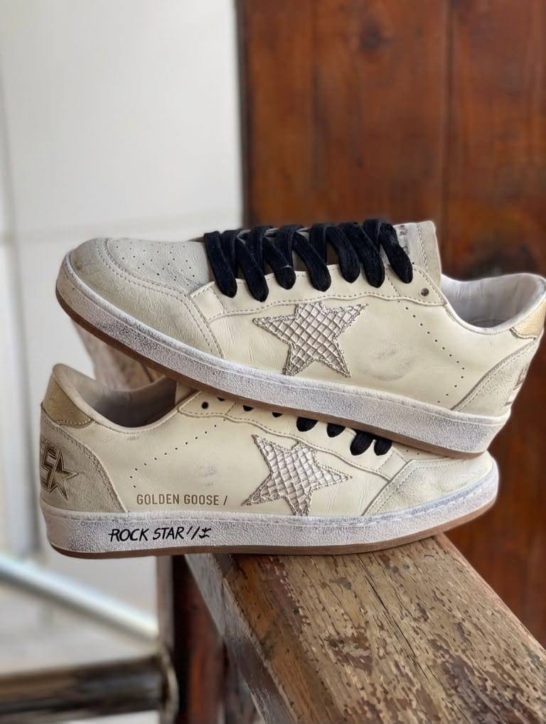 ADIDAS GOLDEN GOOSE BALL STAR WHITE SILVER SNEAKERS