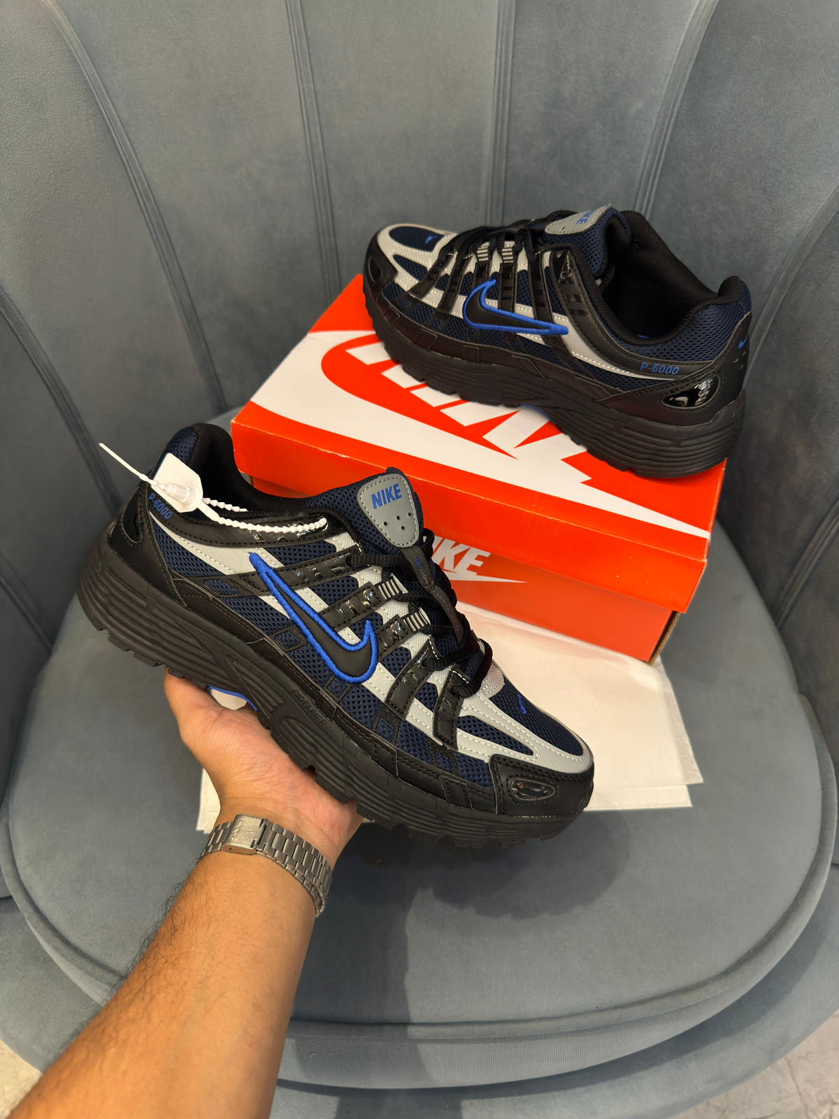 NIKE P 6000 TRAINER BLACK BLUE
