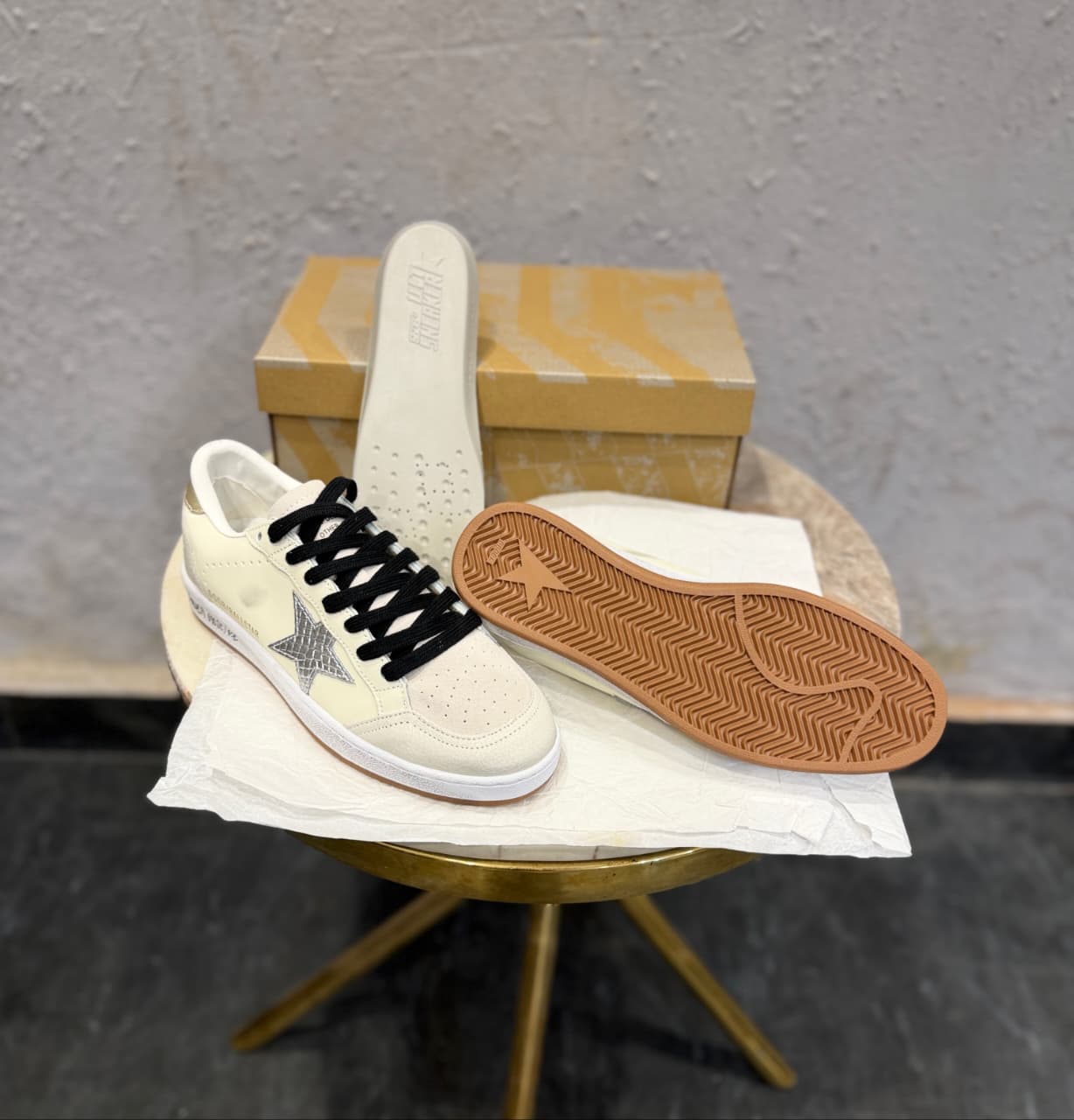 ADIDAS GOLDEN GOOSE BALL STAR WHITE SILVER SNEAKERS