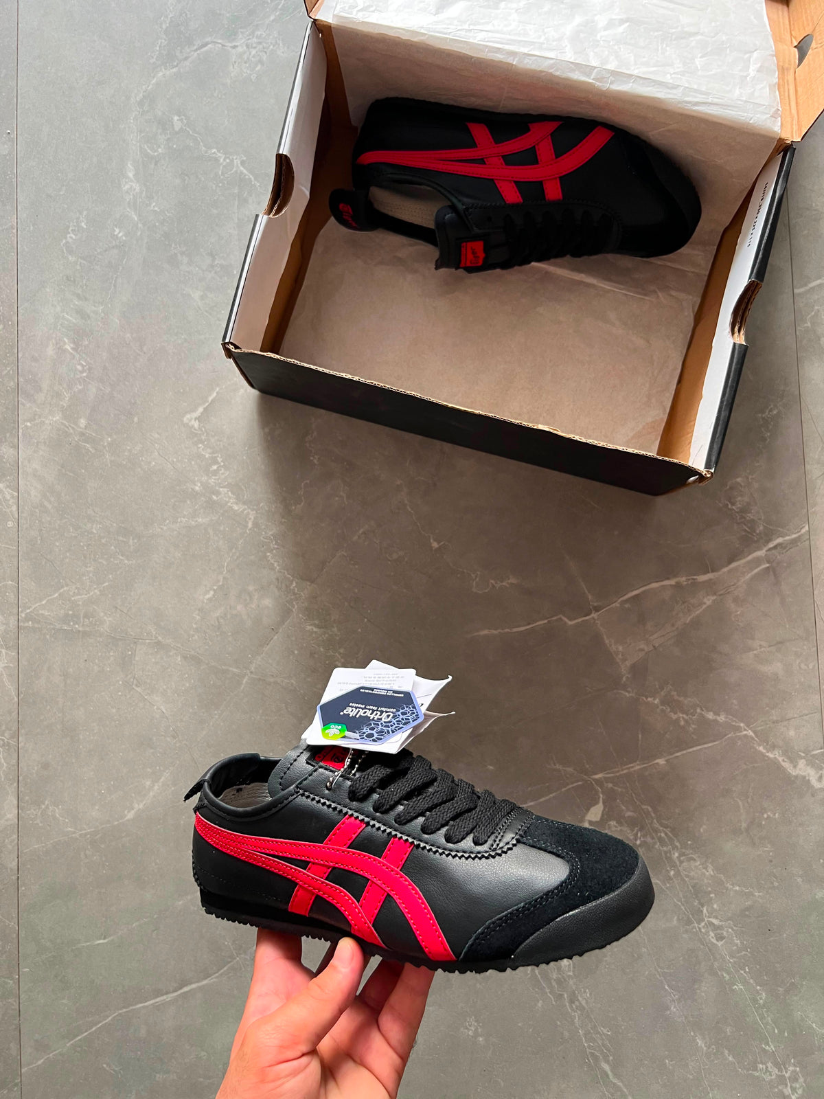 ONITSUKA TIGER PREMIUM QUALITY BLACK AND RED