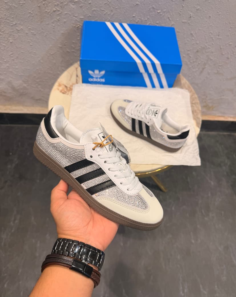 ADIDAS ORIGINAL SAMBA BLACK SILVER  RHINESTONES