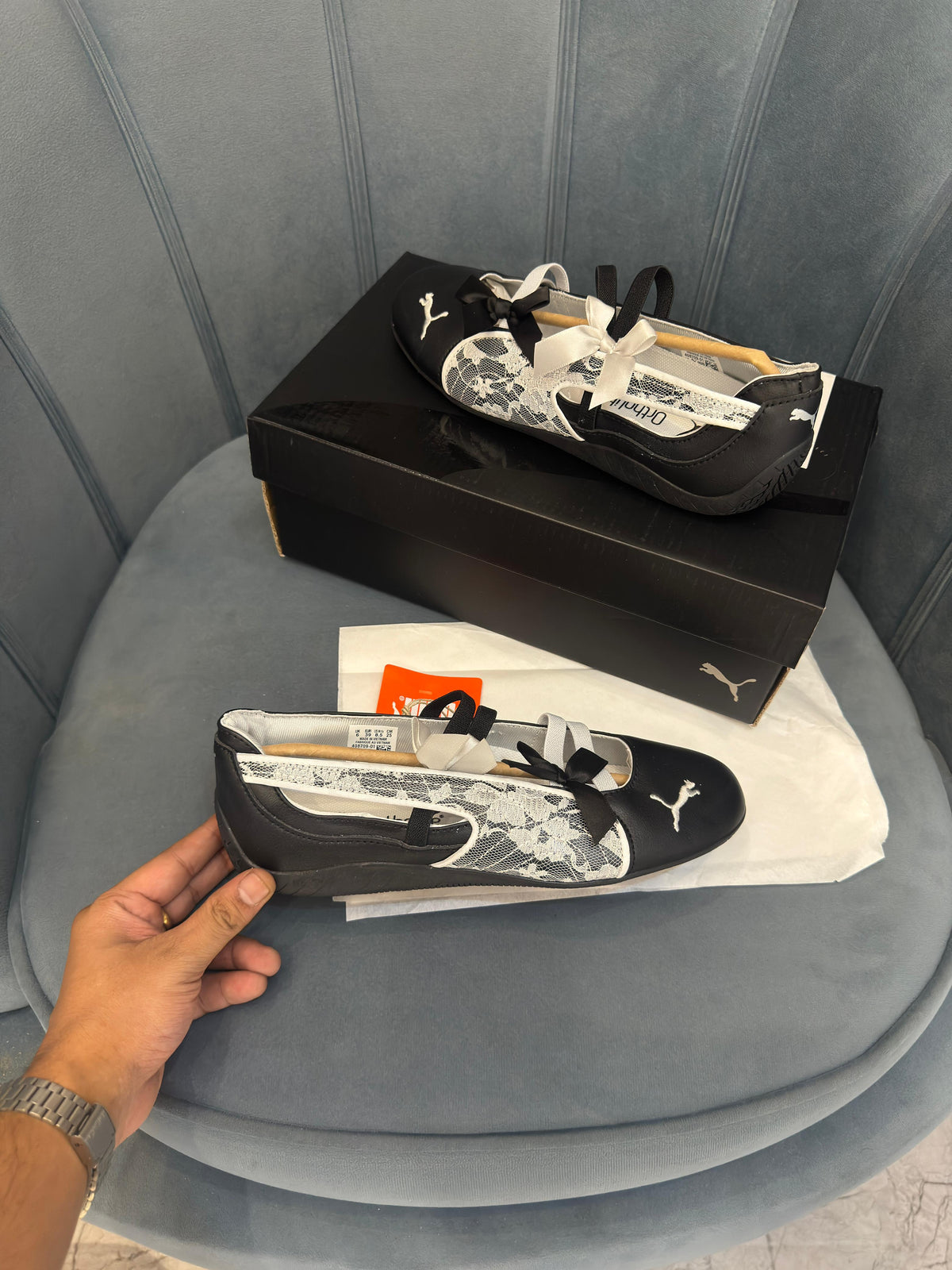 PUMA SPEED CAT BALLET LACE SILVER AND BLACK