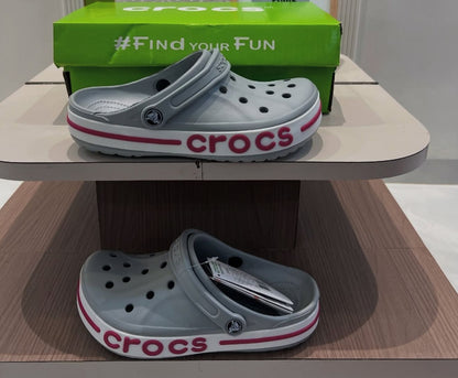 CROCS BAYABAND CLASSIC CLOG GREY/PINK