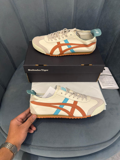 ONITSUKA TIGER LEATHER MEXICO 66 CREAM PIQUANT ORANGE
