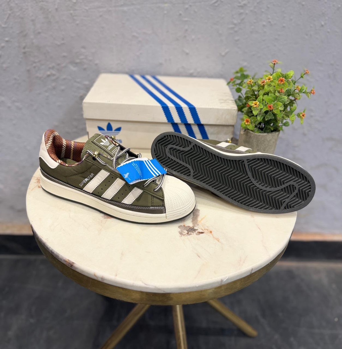 ADIDAS  ORIGINALS SUPERSTAR 2ND GENERATION OLIVE GREEN WHITE SOLE