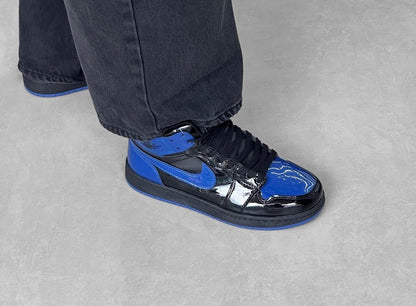 AIR JORDAN RETRO 1 PATENT BLUE BLACK