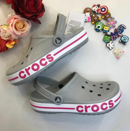 CROCS BAYABAND CLASSIC CLOG GREY/PINK