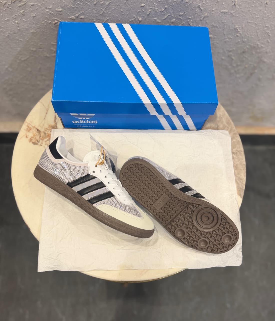ADIDAS ORIGINAL SAMBA BLACK SILVER  RHINESTONES