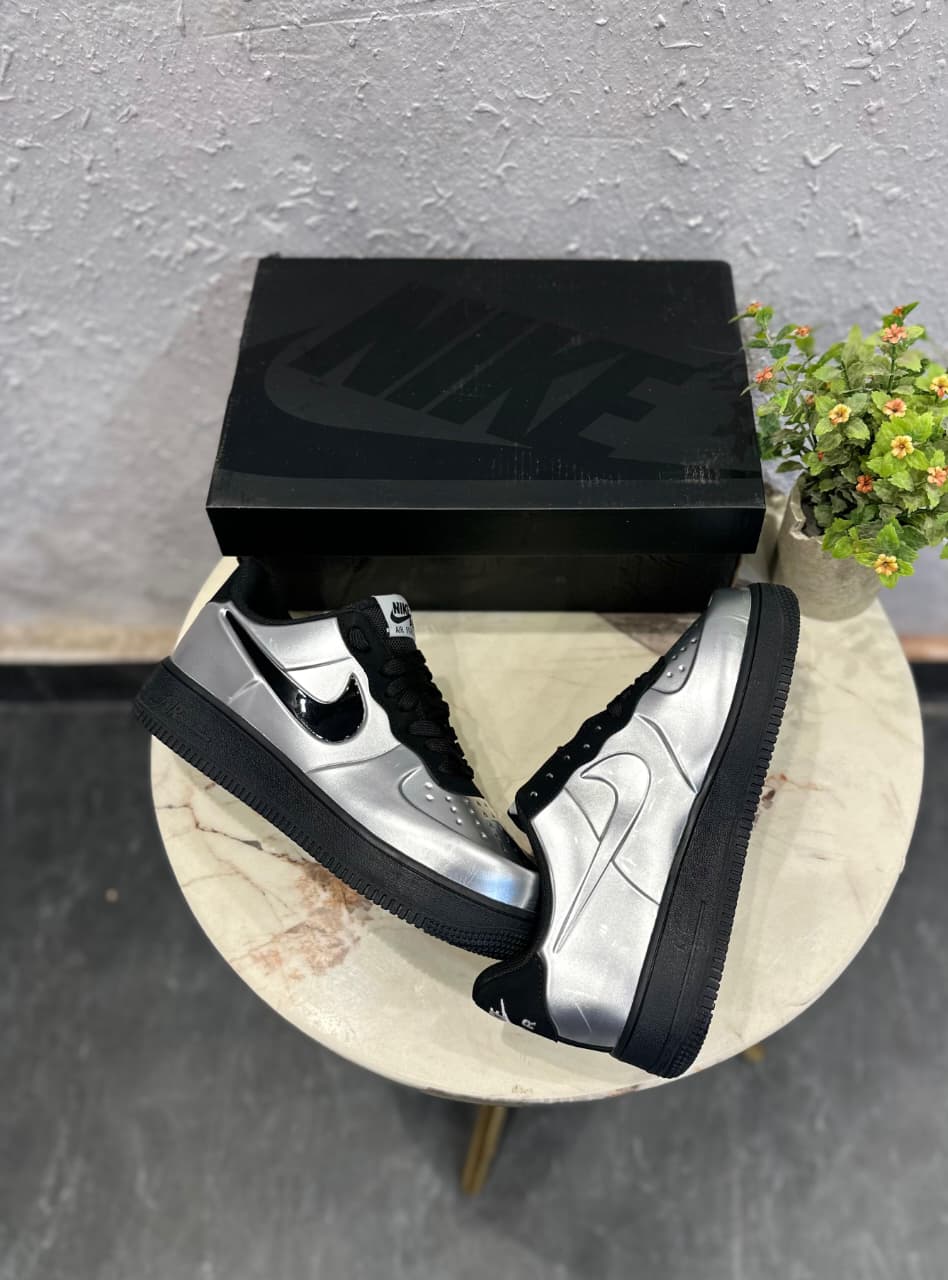 NIKE AIRFORCE FOAMPOSITE PRO METALLIC  BLACK SILVER