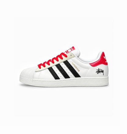 ADIDAS  ORIGINALS SUPERSTAR WHITE BLACK RED STUSSY X SUPREME