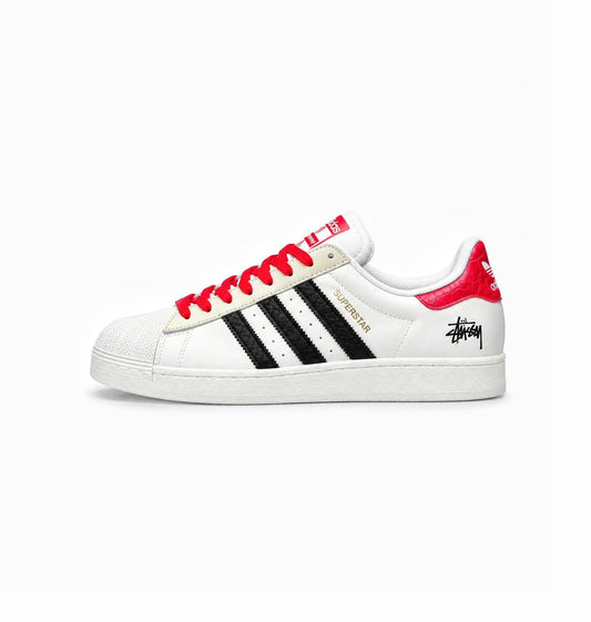 ADIDAS  ORIGINALS SUPERSTAR WHITE BLACK RED STUSSY X SUPREME