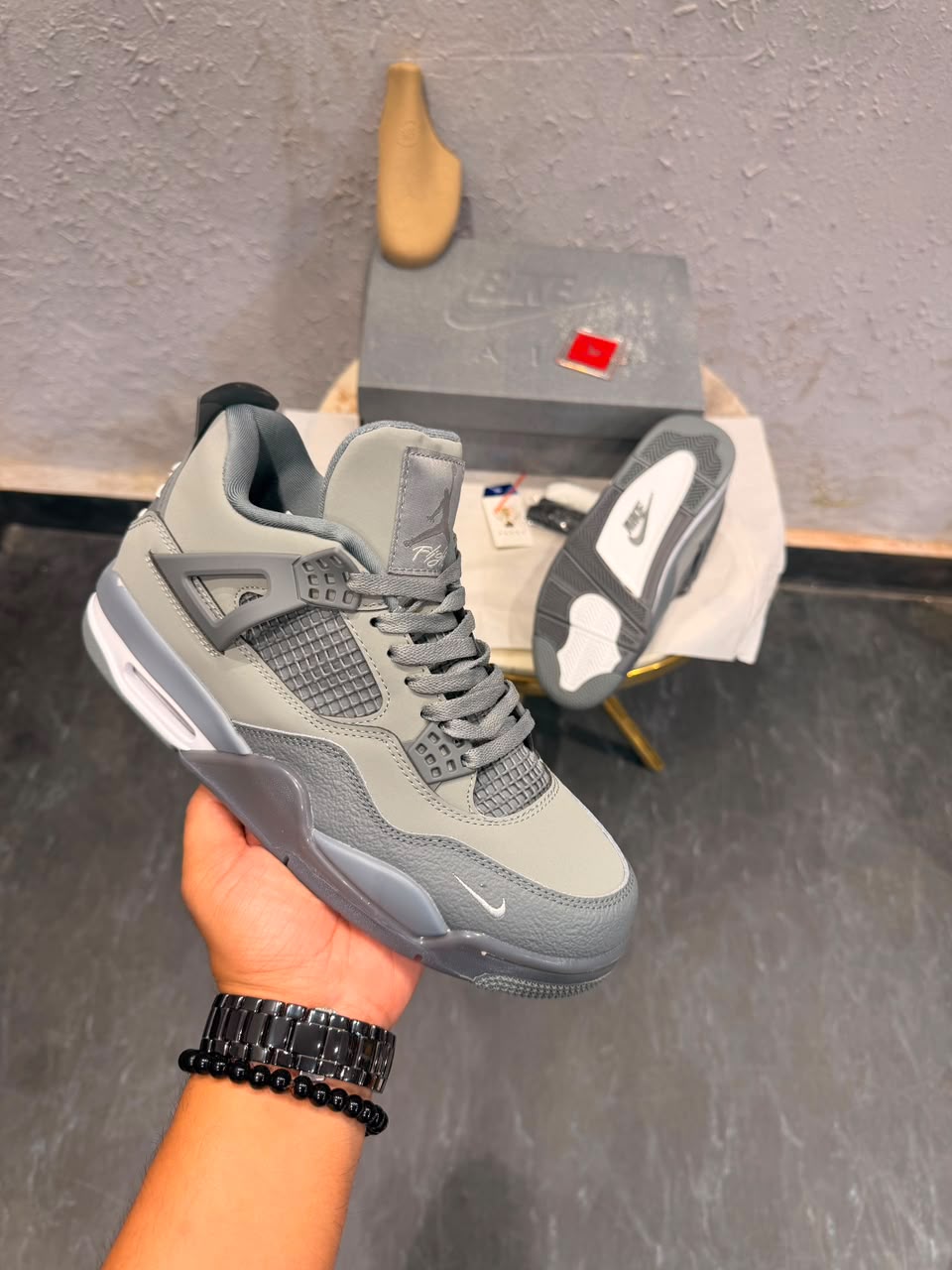 AIR JORDAN RETRO 4 NIGEL WOLF GREY