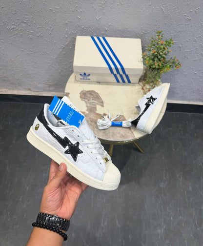 ADIDAS ORIGINALS SUPERSTAR BAPE WHITE BLACK