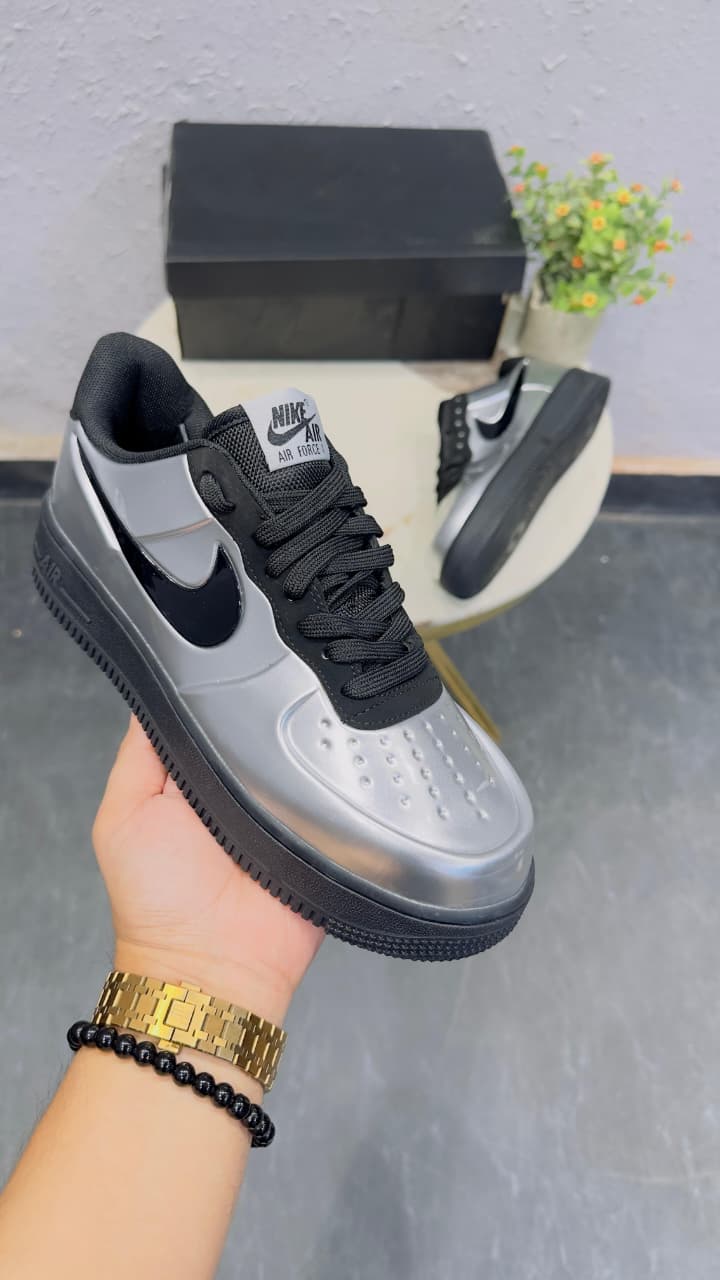 NIKE AIRFORCE FOAMPOSITE PRO METALLIC  BLACK SILVER