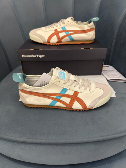 ONITSUKA TIGER LEATHER MEXICO 66 CREAM PIQUANT ORANGE