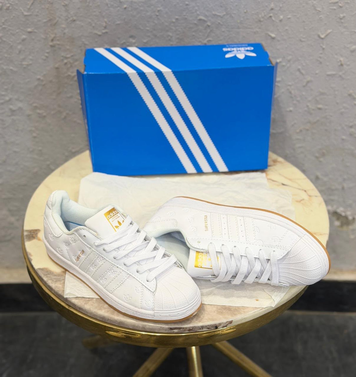 ADIDAS  ORIGINALS SUPERSTAR EMBOSSED WHITE GUM