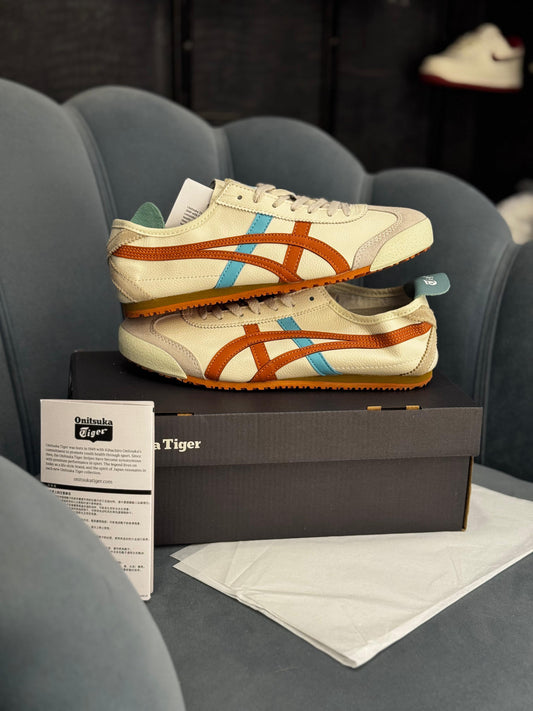 ONITSUKA TIGER LEATHER MEXICO 66 CREAM PIQUANT ORANGE