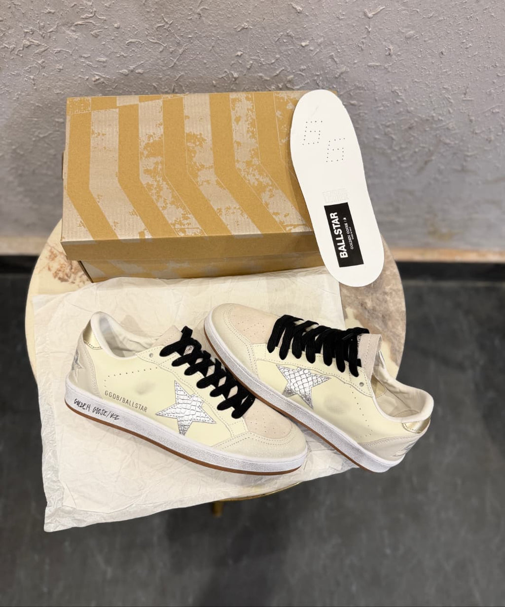 ADIDAS GOLDEN GOOSE BALL STAR WHITE SILVER SNEAKERS