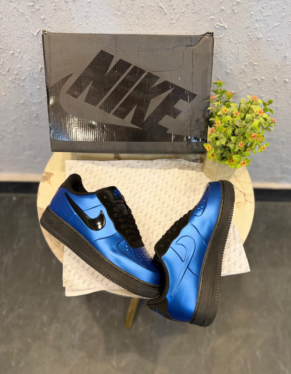 NIKE AIRFORCE FOAMPOSITE PRO METALLIC BLUE
