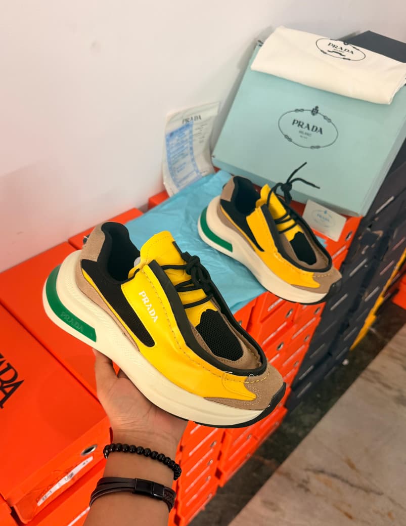 PRADA YELLOW BLACK MADE IN ITALY SNEAKERS