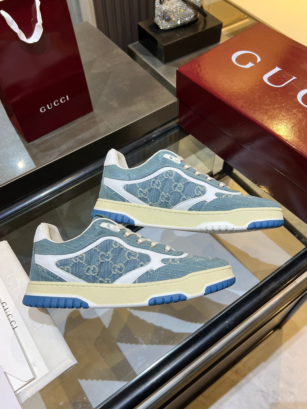 GUCCI RE WEB LIGHT BLUE DENIM SNEAKER UA QUALITY