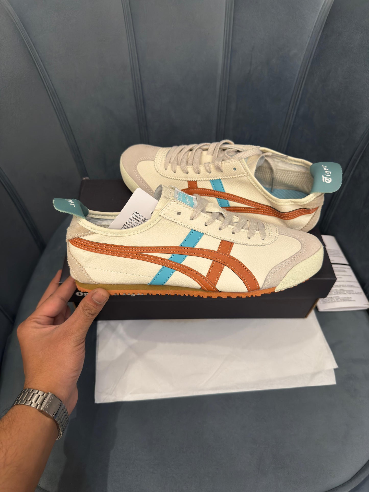 ONITSUKA TIGER LEATHER MEXICO 66 CREAM PIQUANT ORANGE