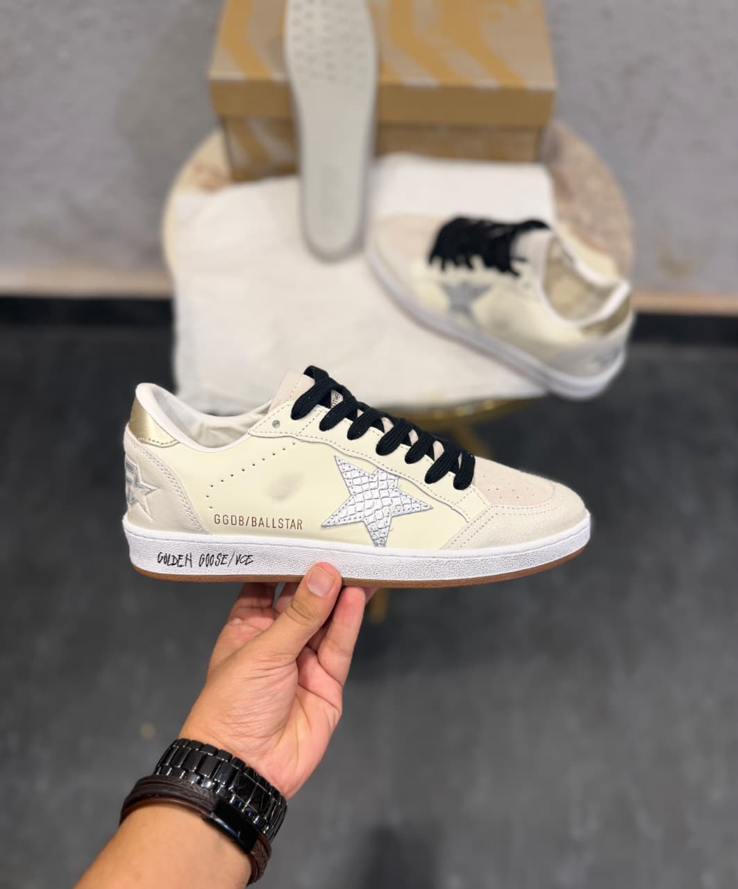 ADIDAS GOLDEN GOOSE BALL STAR WHITE SILVER SNEAKERS
